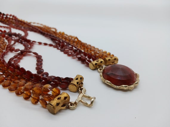 2 toned brown plastic disc bead string necklace, … - image 3