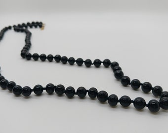 Simple Black Round Bead Necklace, Vintage Monet Glass Bead