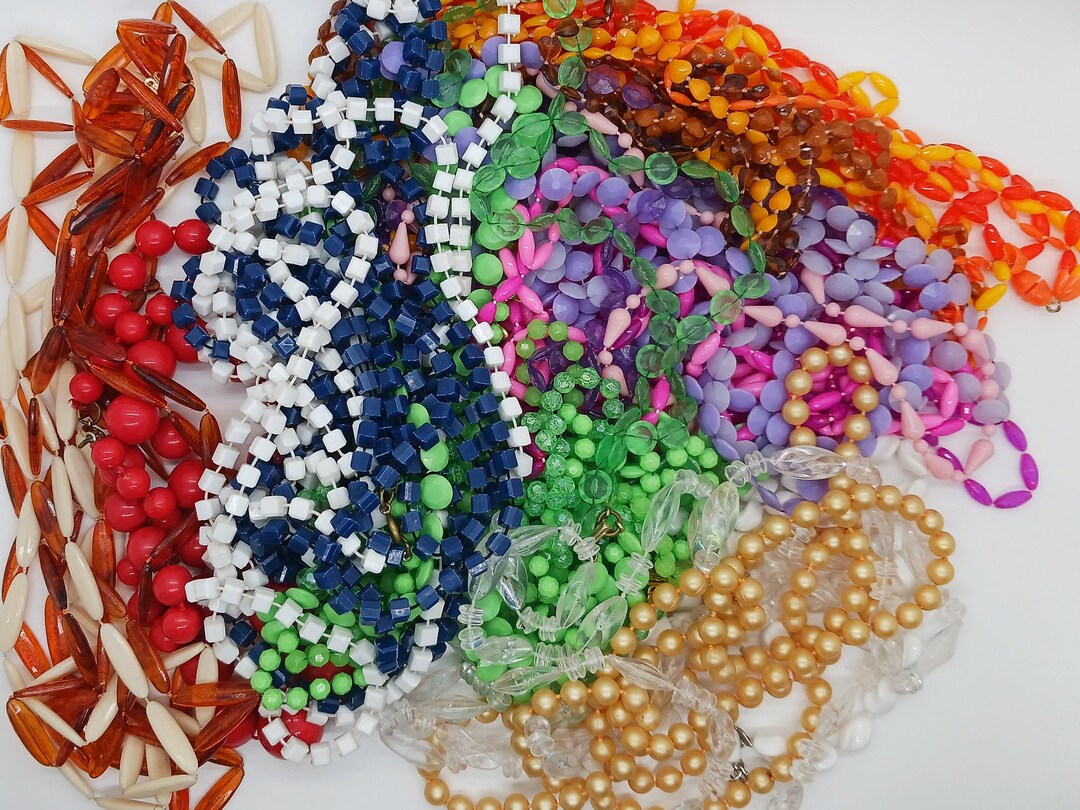 Plastic String Bead Necklace Lot Vintage Bulk Necklaces Etsy