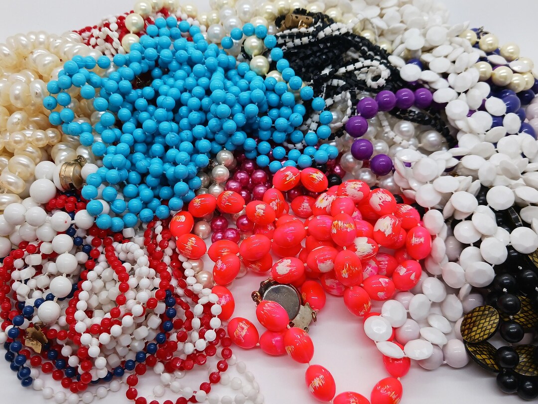 Vintage Plastic String Bead Necklace Bulk Lot Vintage Etsy