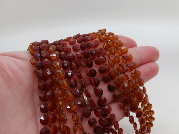 2 toned brown plastic disc bead string necklace, … - image 9