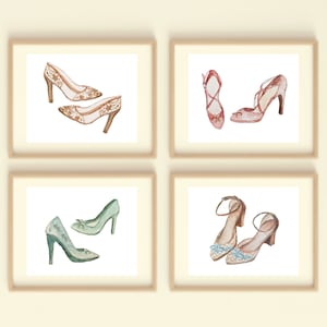 Pretty Heels Wall Decor for Girls Room, Playroom, or Clothing Store, Pictures of Heels,  Watercolor Wall Art, Print and Frame Wall Art