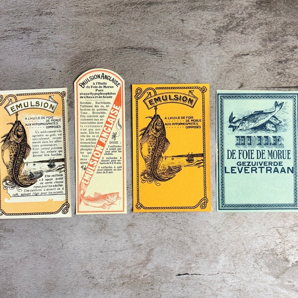 Vintage Emulsion Cod Liver Oil Labels Digital Download