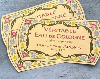 Vintage French Veritable Eau De Cologne Labels.Digital Download