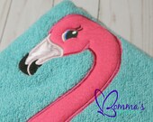 Pink Flamingo Hooded Towel, Customizable Hooded Swimming Towel, Flamingo Bath Hooded Bath Towel, Personalized Towel, Great Gift Idea