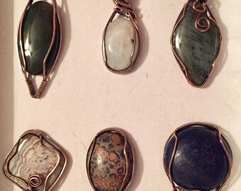 Copper wire wrapped stones