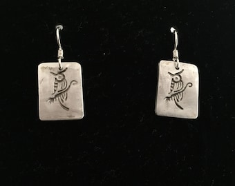 Oxidized Sterling Silver Mahjong Tile Earrings.