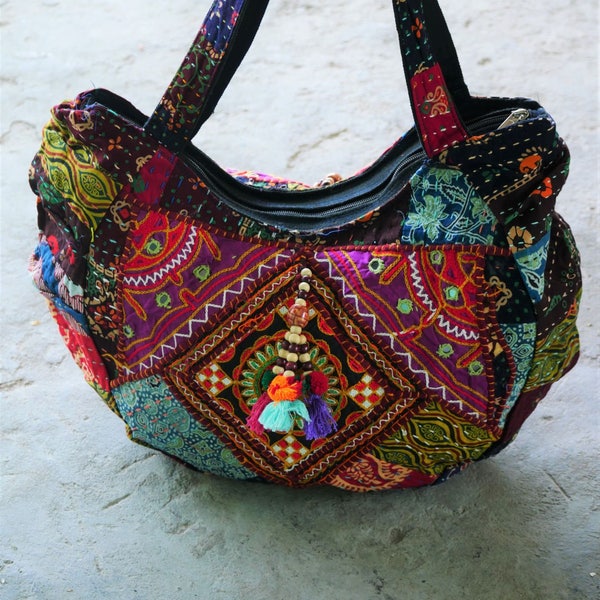 Hippie hobo bag, handmade boho shoulder bag, large hobo bag, festival bag, patchwork fabric bag, crossbody bag, Gypsy bag, colorful bohemian