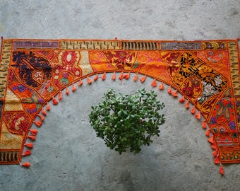 Large Indian toran 78&quot; handmade Door or window curtain | boho hippie curtain XXL | colorful wall tapestry | yoga studio decor