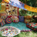 Hippie Decor Set Floor Seating Area Boho Canopy With Decorative Cushions And Floor Pillows Bohemian Gypsy Decor Meditation Room