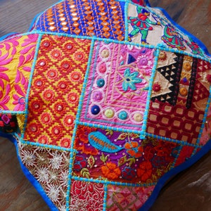 Boho throw pillow - Indian handmade cushion cover | colorful, decorative patchwork pillow case | bohemian decor - hippie cushion COVER
