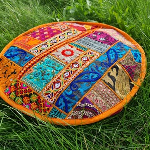 Round meditation cushion cover - Indian floor pillow - bohemian decorative, cushion throw pillow- floor seating hippie decor COVER ONLY