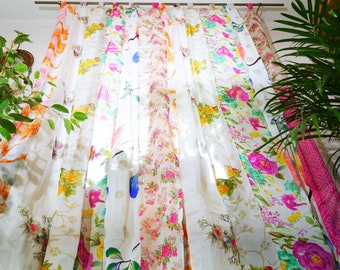 Saree curtain Indian princess curtain | handmade patchwork curtains for boho window decor hippie bedroom | bed canopy curtains yoga decor