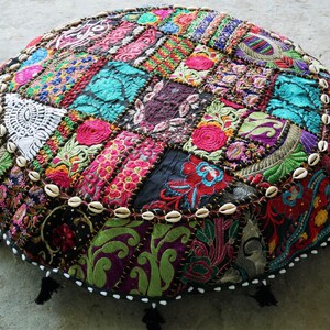 Large floor cushion - meditation cushion 24-30 " | round floor pillow cover - boho, hippie decor | Indian floor seating | Cover only image 9