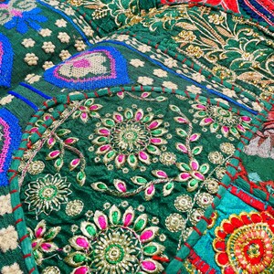 Colorful wall decor Indian wall tapestry | Hippie patchwork wall hanging - yoga or medtation room decor | handmade saree wall hanging image 16