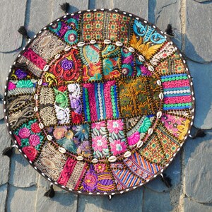 Large floor cushion - meditation cushion 24-30 " | round floor pillow cover - boho, hippie decor | Indian floor seating | Cover only Black