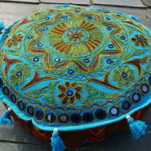 Meditation cushion - round floor pillow - Buckwheat filling - Zafu  Yoga pillow | boho floor pillow - indian Mandala hippie pillow