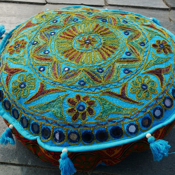 Meditation cushion - round floor pillow - Buckwheat filling - Zafu  Yoga pillow | boho floor pillow - indian Mandala hippie pillow