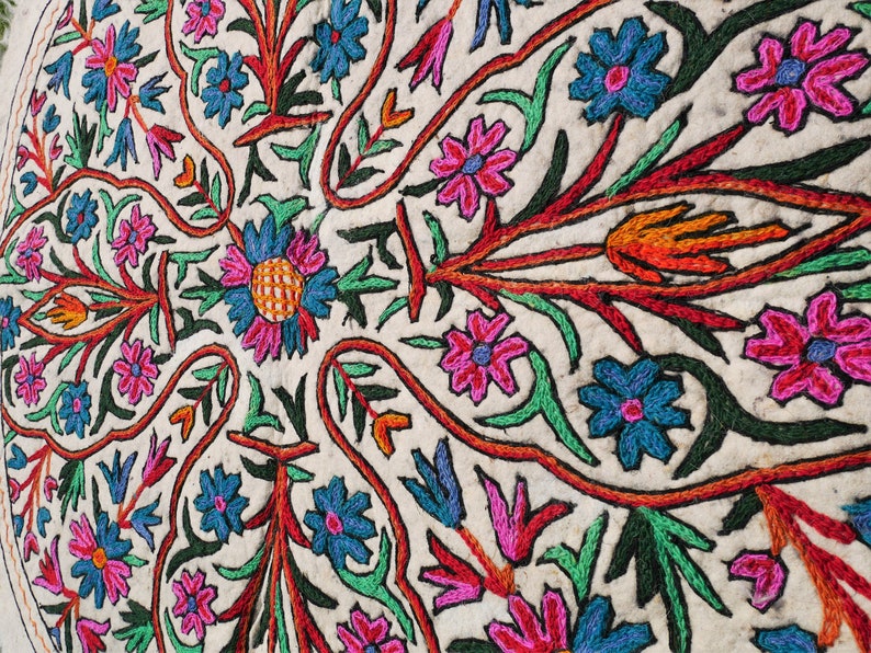 Round Area Rug 5' Kashmiri namda Hand Felted Etsy