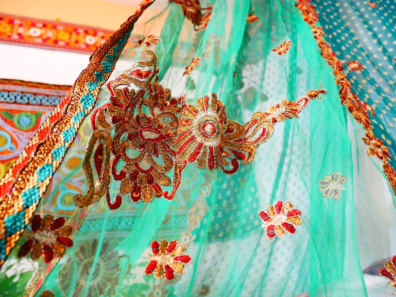 Bed Canopy Baby Crib Canopy Set Colorful Indian Saree Bed Curtain With