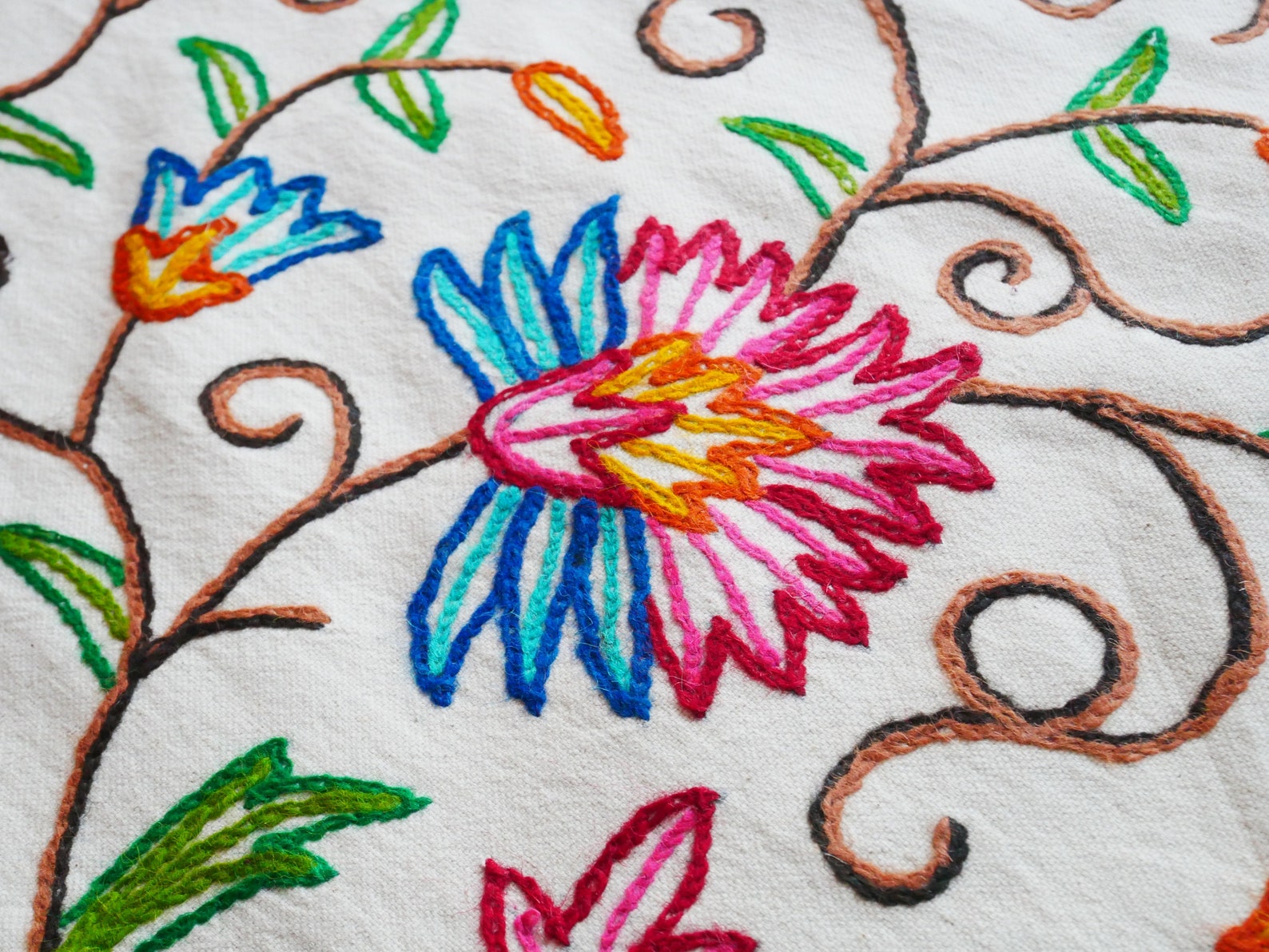 Hand Embroidered Fabric by the Yard Home Decor Fabric Etsy