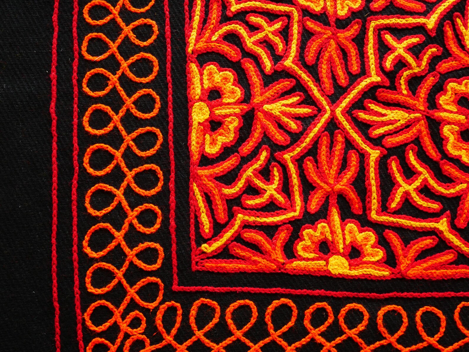 Wool area rug Kashmiri Gabba embroidered floor Etsy