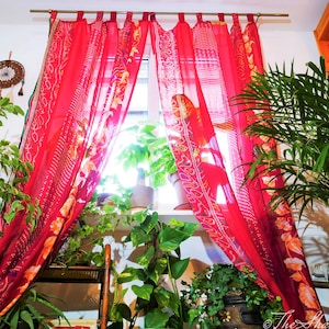Boho curtain Indian saree curtain | handmade patchwork curtains for bohemian window decor hippie bedroom | bed canopy curtains yoga decor