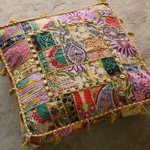 Boho golvkudde mandala sittkudde stor säckväska, färgglad orientalisk kudde ottoman hippie shanti zigenarekoration