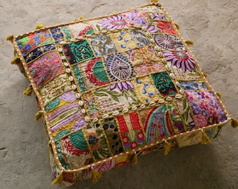 Floor cushion - Large floor pillow cover "Masala" square pouf cushion || Hippie India floor seating | multicolor meditation cushion