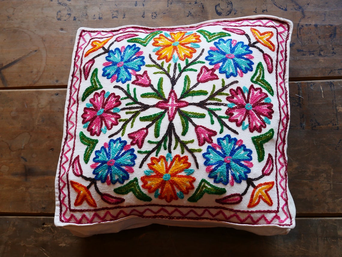 Cojín de piso grande India cojín de asiento Flor de | Etsy
