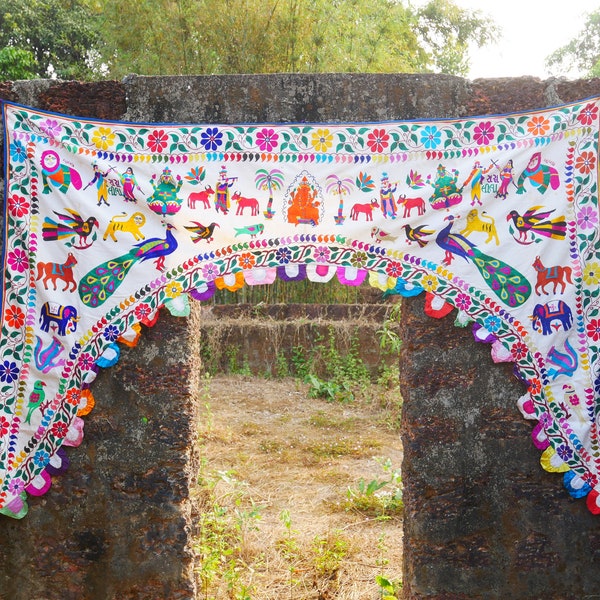 Vintage door valance - colorful Toran - window topper | authentic vintage - Indian tribal door decor | boho wall tapestry - bohemian curtain