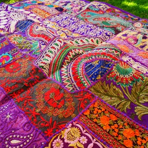 Colorful wall decor Indian wall tapestry | Hippie patchwork wall hanging - yoga or medtation room decor | handmade saree wall hanging image 3