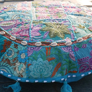 Coussin de méditation coussin de siège au sol | avec garniture au sarrasin ou simplement couvrir | Coussin de siège Boho, coussin de siège de sol rond coloré et oriental