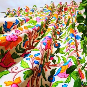 Amazing embroidery curtain custom made from Kashmir | Hippie Flower curtain hand embroidered Boho style window curtains - bedroom drapes