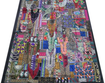 Bohemian bedding - patchwork quilt Boho throw" hippie bedroom decor vintage saree colorful bedspread gypsy throw Indian bedding king