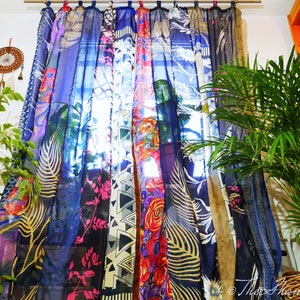 Rideaux indiens rideaux boho rideaux sari décoration de fenêtre Inde hippie Rideau à baldaquin décoratif pour chambre à coucher image 3