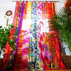 Rideaux Boho Rideau indien Rideau sari décoration de fenêtre Inde hippie Rideau à baldaquin décoratif pour chambre à coucher image 7