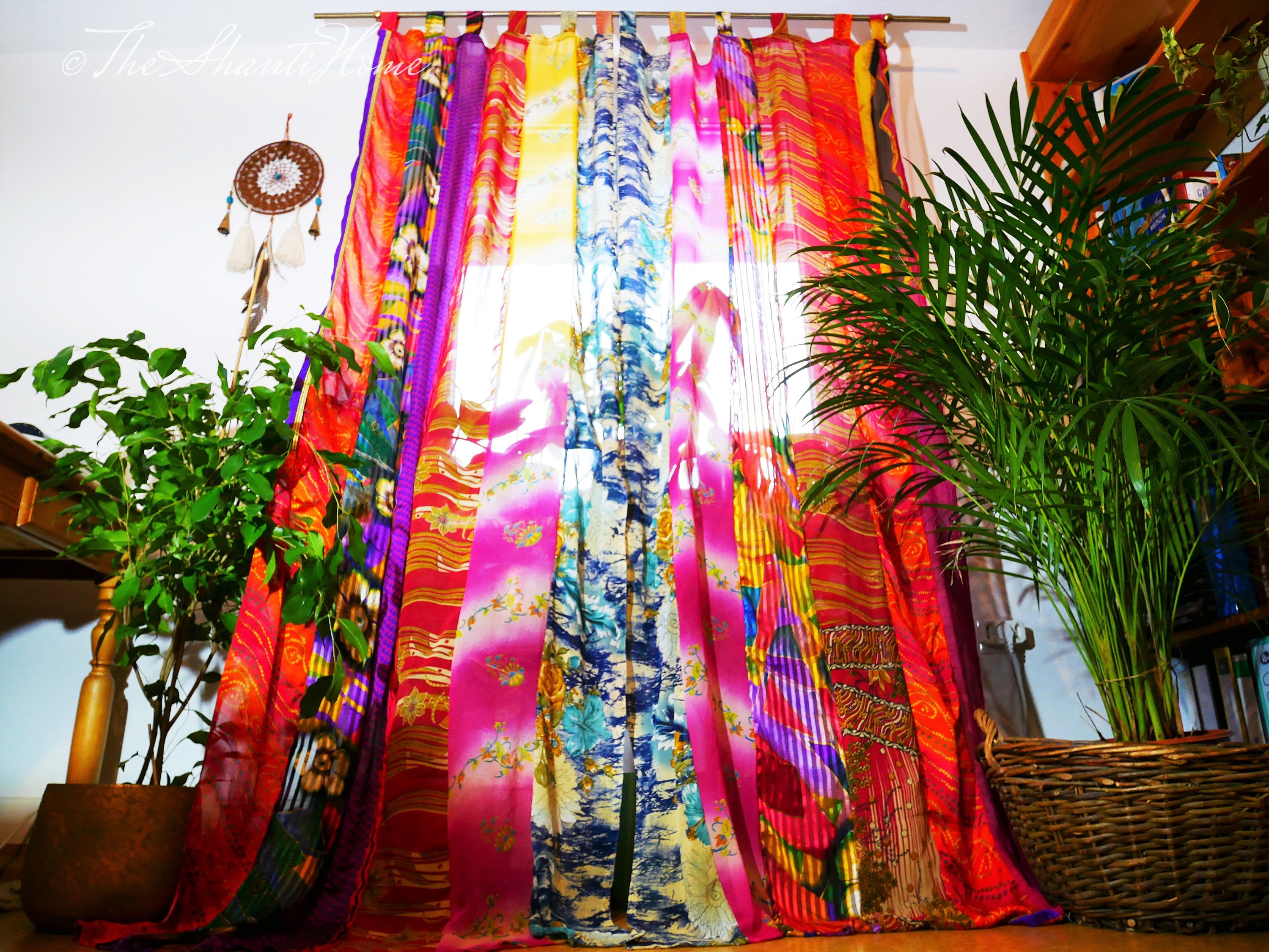 Boho Curtain Indian Saree Curtains | Colorful Door Curtains for Bohemian Home Decor Hippie Bedroom Curtain | Bed Canopy Curtains Yoga Decor - Etsy