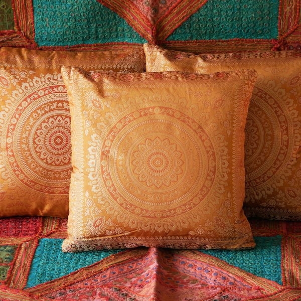 Coussin décoratif Mandala Boho en brocart indien, plusieurs couleurs, coussin de maison Shanti, décoration Boho Hippie