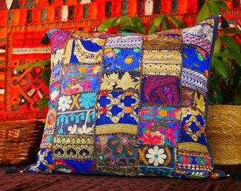 Indian pillow cover24" boho throw pillows | hippie decor funky pillow -decorative patchwork pillow case bohemian decor unique cushion COVER