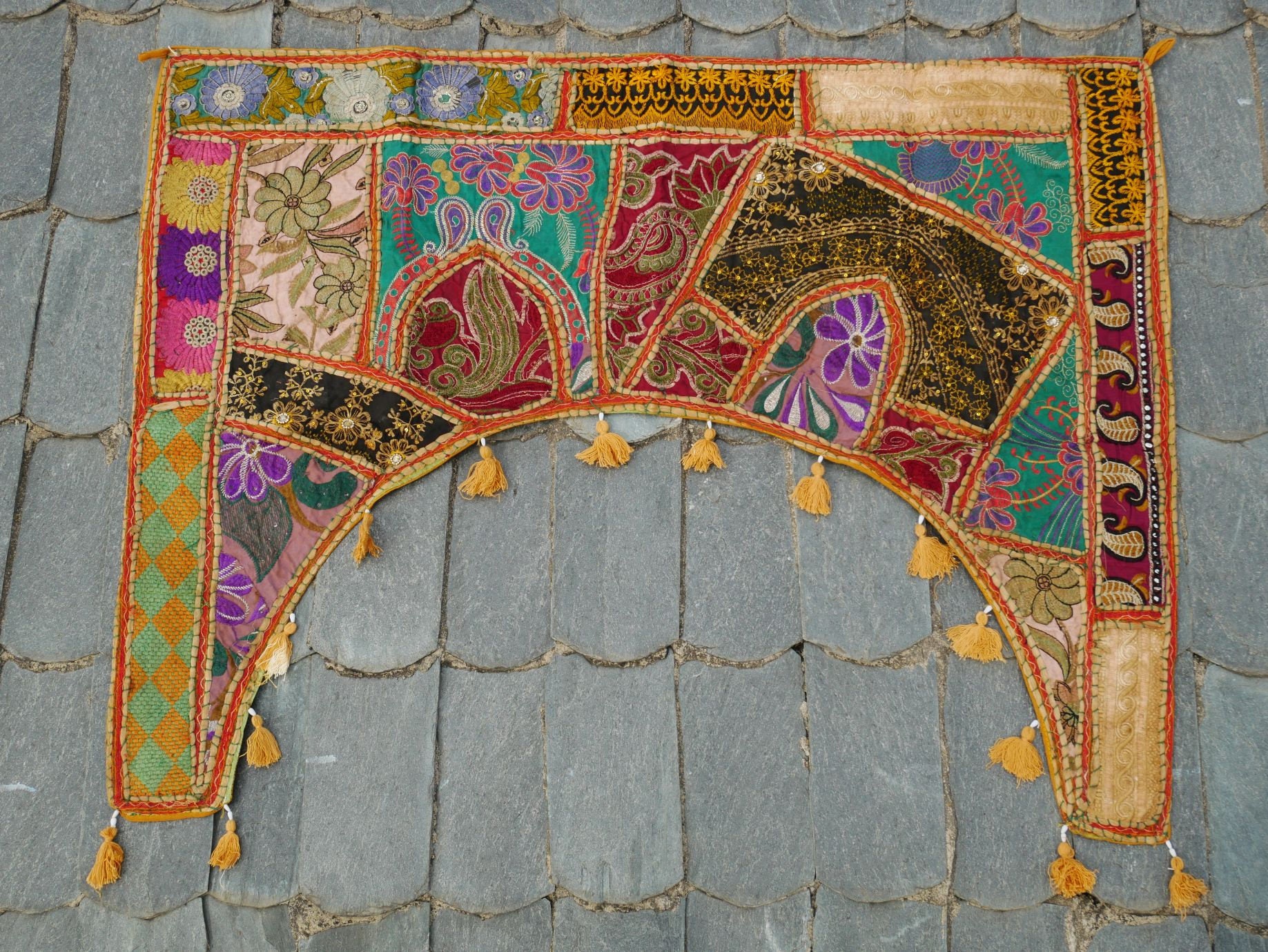 Vintage saree toran | Indian door toran, colorful window valance | bohemian wall tapestry for hippie boho homes and yoga studios