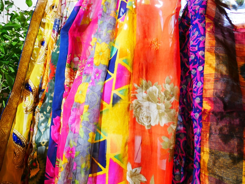 Rideaux Boho Rideau indien Rideau sari décoration de fenêtre Inde hippie Rideau à baldaquin décoratif pour chambre à coucher image 4
