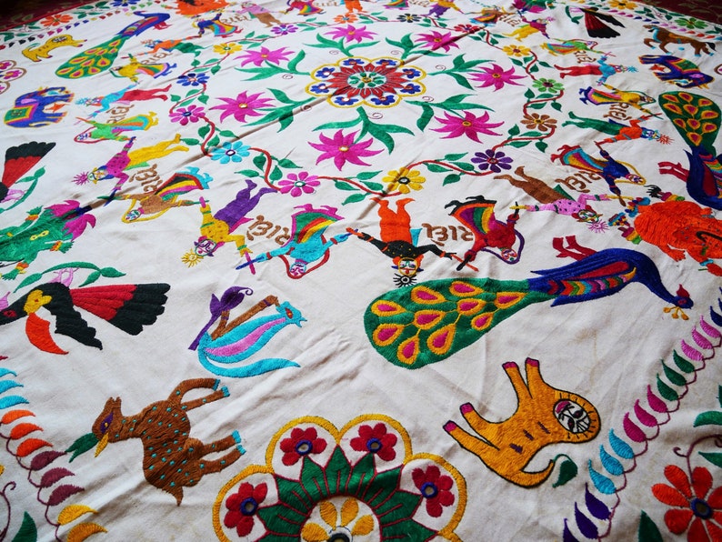 Indian tribal tapestry boho bed throw authentic vintage Etsy