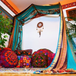 Hippie Bed Canopy Saree Canopy Frame With Handcrafted Walnut Wood Rods ...