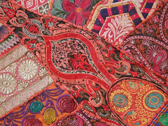 Indian Wall Hanging Maroon Colored Bohemian 60"Patchwork Beaded Runner Tapestry Indian Wall Hanging Maroon Colored Bohemian 60"Patchwork Beaded Runner Tapestry
