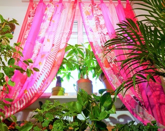 Boho curtains Indian saree curtain | handmade patchwork curtains for bohemian window decor hippie bedroom | bed canopy curtains yoga decor