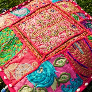 Indian floor pillow - Hippie Meditation cushion cover | Decorative Boho Throw Pillow | Colorful Floor Pillow Cover Indian floor seating Pink