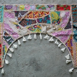 Indian Toran boho door hanging - handmade door valence, colorful window decor, hippie  curtain or wall hanging