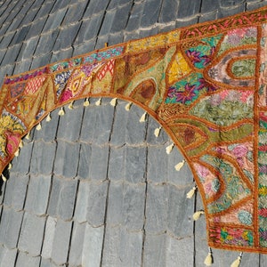 Large door toran, hippie wall decor, colorful doorway or window topper, Indian wall hanging, patchwork curtains, bohemian tapestry
