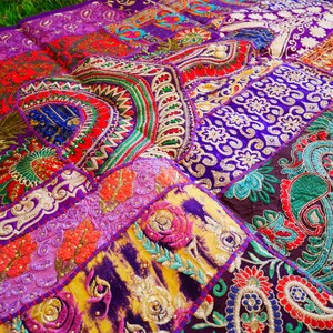 Colorful wall decor Indian wall tapestry | Hippie patchwork wall hanging - yoga or medtation room decor | handmade saree wall hanging image 5